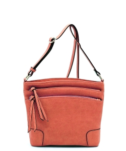 All-In-One Tassel Detailed Crossbody Bag/ Messenger Bag with Double-zipped front compartment WU059 CARROT